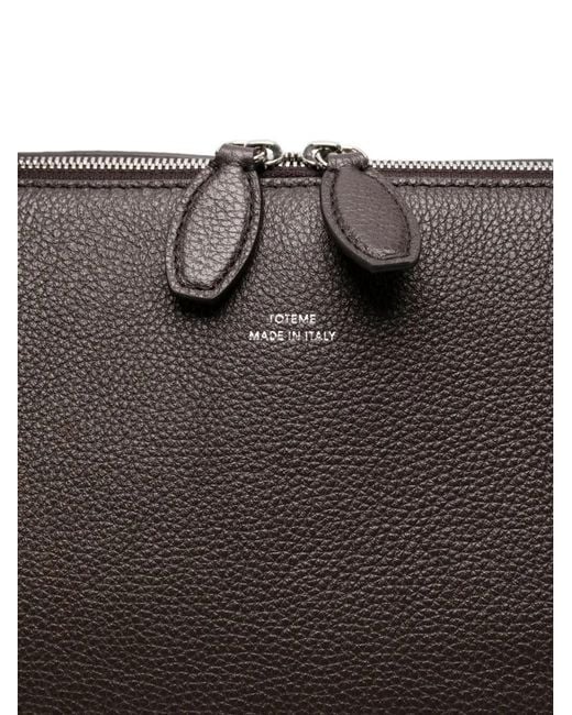 Totême Black Grained Leather Tote Bag