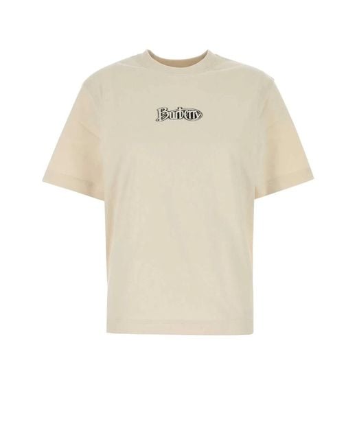 Burberry White Sand Cotton T-Shirt