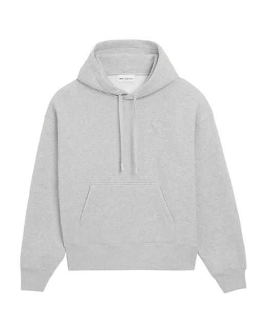 AMI Gray Ami De Coeur Cotton Hoodie for men