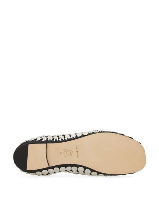 Tory Burch White Bovine Leather Flats