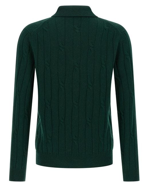 Zanone Green Braided Wool Polo Shirt for men