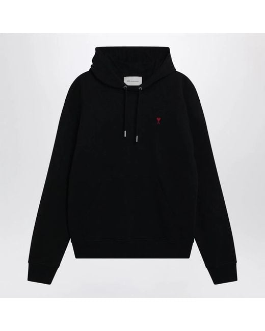 AMI Black Ami De Coeur Hoodie for men