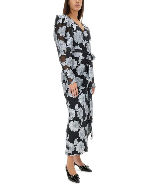 ROTATE BIRGER CHRISTENSEN Black Long Floral Dress