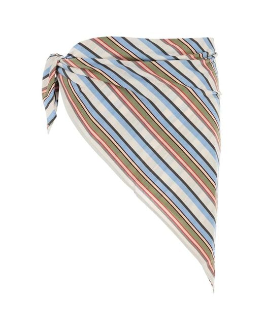 Prada Blue Embroidered Cotton Sarong