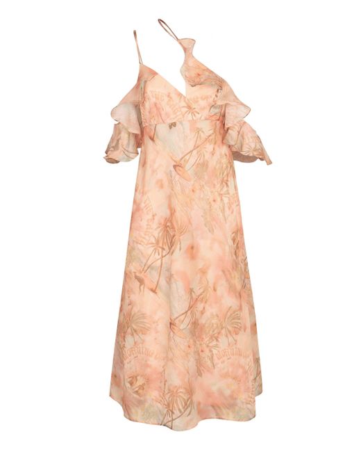 Zimmermann Pink Illuminate Flutter Printed Dress