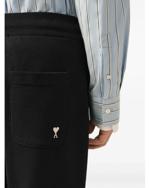 AMI Black Ami De Coeur Cotton Sweapants for men