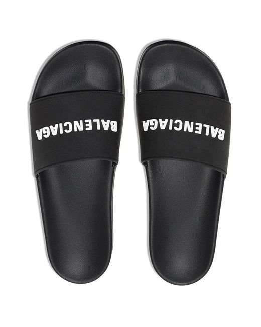Balenciaga Black Pool Slide Bal Logo for men