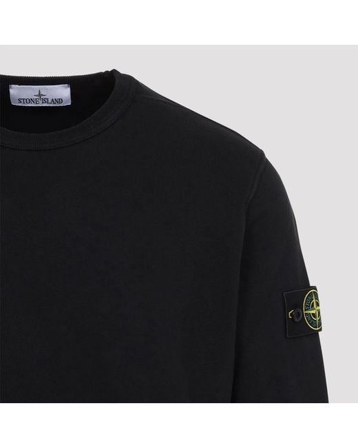 Stone Island Black Crew Neck Cotton Jersey Sweatshirt for men