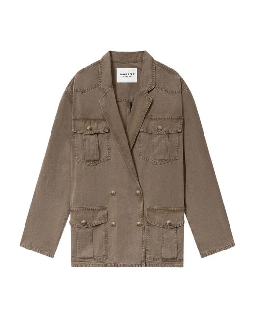 Isabel Marant Brown Isabel Marant Etoile Marant Étoile Nevala Cotton And Linen Jacket