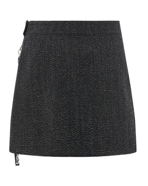 Courreges Black 'Zipped Caviar Mini' Skirt