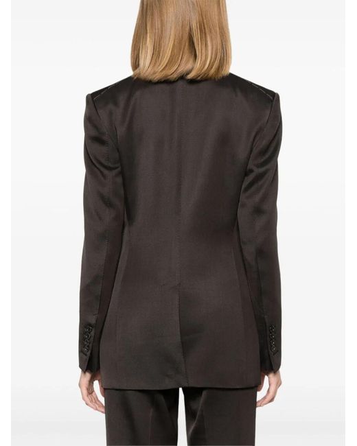 Tom Ford Black Silk And Wool Twill Double Breasted Jacket