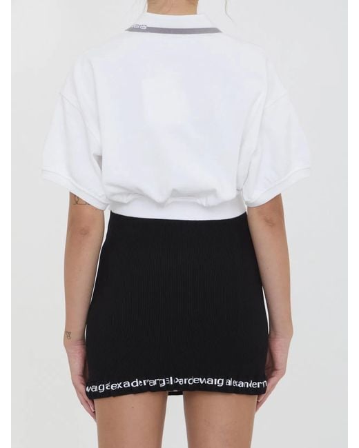 Alexander Wang White Cropped Cotton Polo Shirt