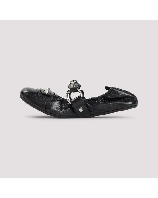 Balenciaga Black Leather City Ballerinas