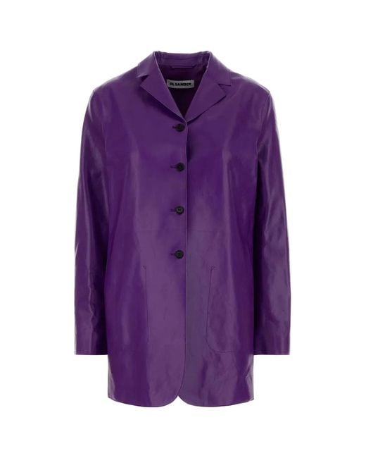 Jil Sander Purple Leather Jacket