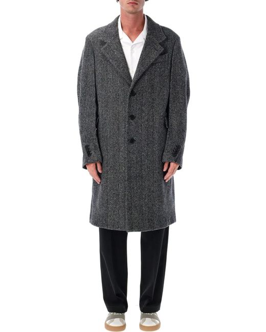 Givenchy Black Embroidered Wool Blend Coat for men