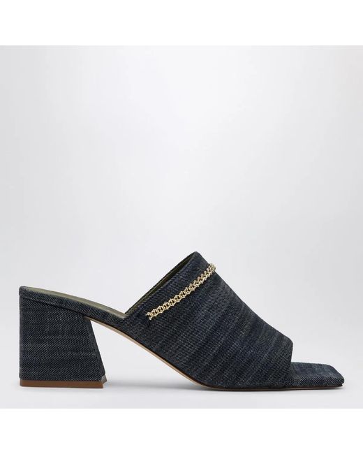 MARIA LUCA Blue Messalina Denim Sandals