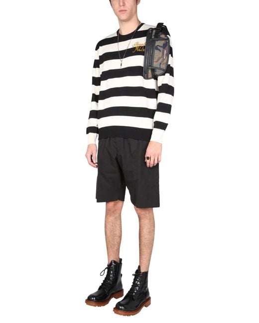 McQueen Black Gabardine Bermuda for men