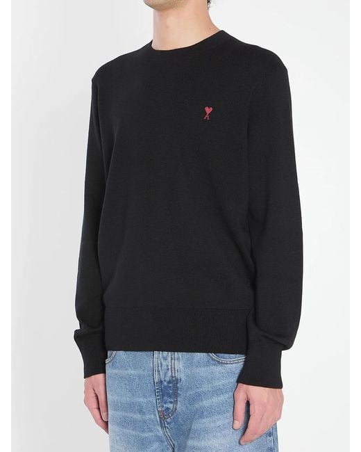 AMI Black Ami De Coeur Sweater for men