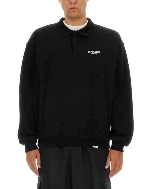 Represent Black Polo With Logo for men