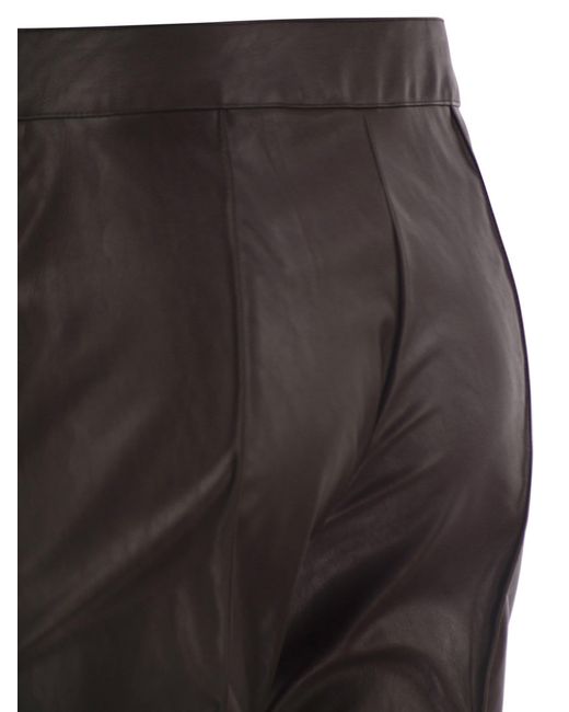 Elisabetta Franchi Gray Faux Leather-Effect Flared Trousers