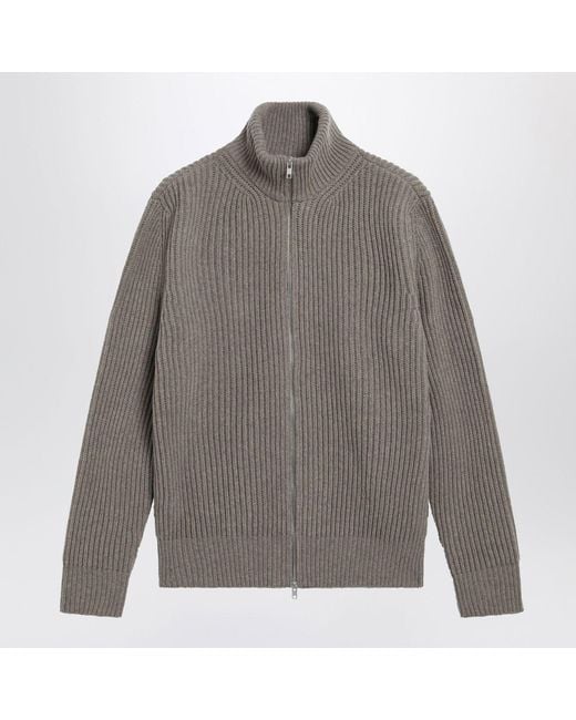 MM6 by Maison Margiela Gray Ribbed Knit Jacket for men