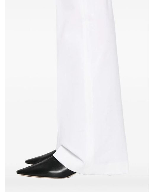 Via Masini 80 White Cotton Wide-Leg Trousers