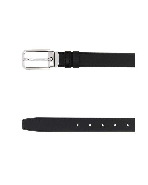 Montblanc Black Rectangular 30 Mm Belt for men
