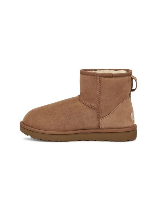 Ugg Brown Classic Mini Ii Suede Boots With Shearling Lining
