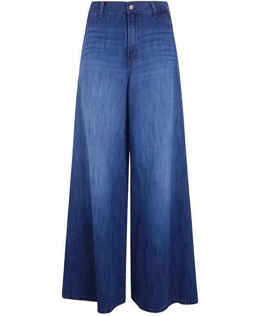 Lois Blue "New Marlene" Straight Wide Leg Cotton & Linen Trousers