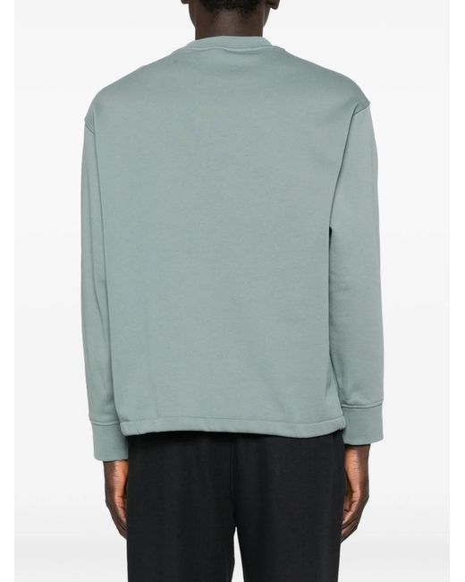 Emporio Armani Green Cotton Crewneck Sweathisrt for men