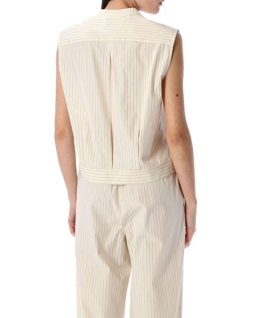 Loulou Natural Hale Stripes Sleeveless Shirt
