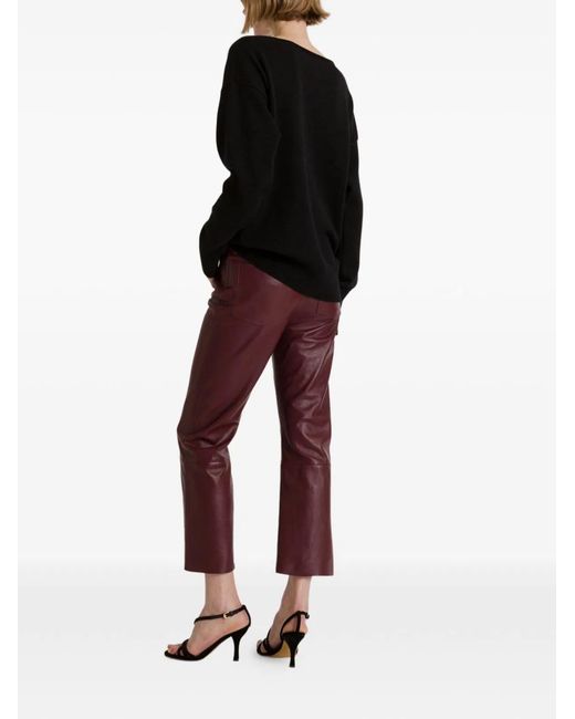 Alberta Ferretti Red Faux Leather Trousers