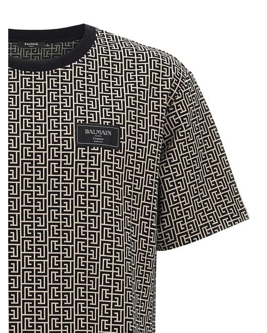 Balmain Gray 'Monogram Couture' T-Shirt for men