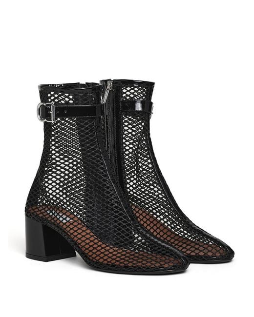 Alaïa Black Alaia Mesh Buckle-Strap Ankle Boots