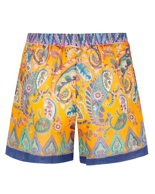 Etro Orange Silk Shorts