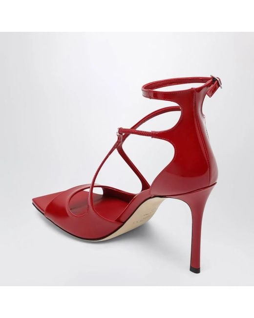 Jimmy Choo Red 95M Azia Leather Heeled Sandals