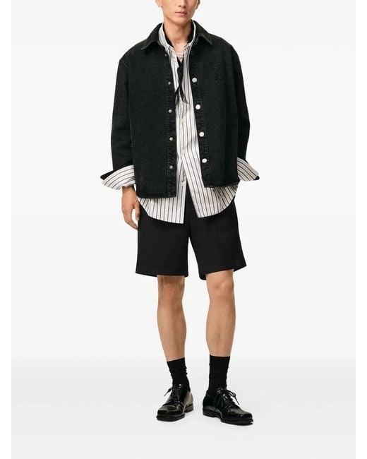 AMI Black Elasticated Waist Shorts for men