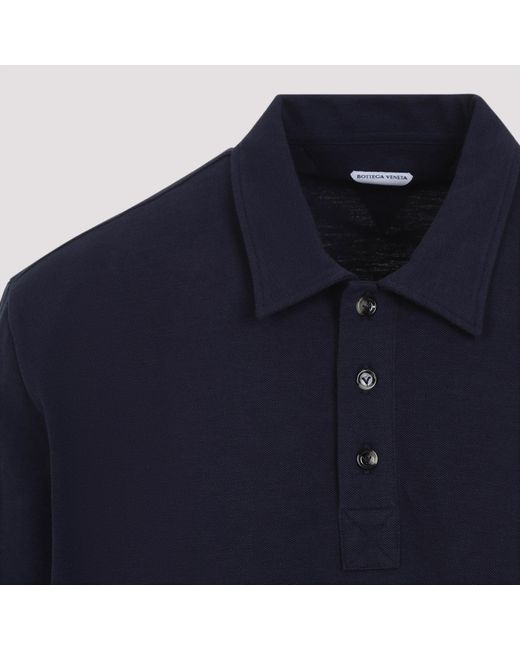Bottega Veneta Blue Short Sleeve Cotton Polo Shirt for men