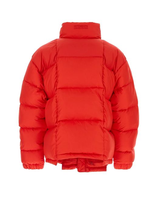 Vetements Red Cut-Up Puffer Jacket for men