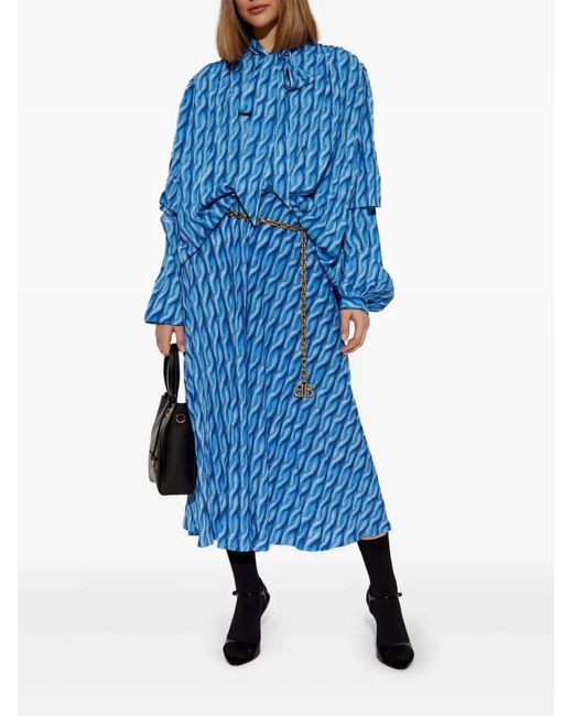 Balenciaga Blue Printed Dress