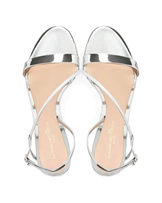 Gianvito Rossi White Metal Mid Heel Sandals