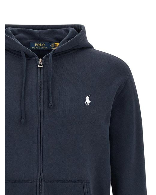 Polo Ralph Lauren Blue Loopback Cotton Hoodie for men