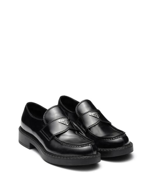 Prada Black Chocolate Brushed-Leather Loafers for men