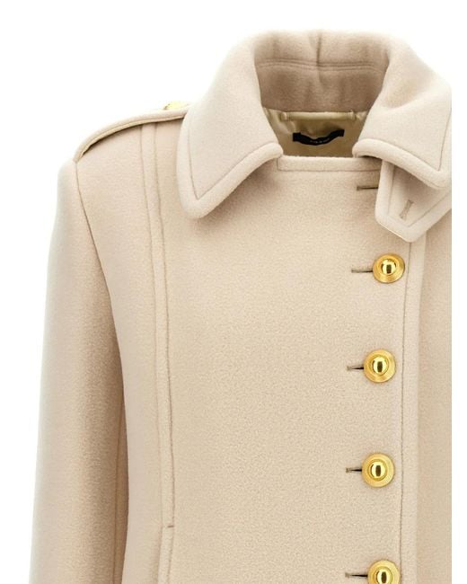Tom Ford Natural Single-Breasted Wool Coat
