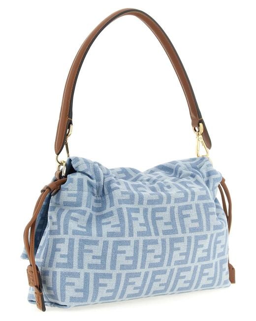 Fendi Blue 'Mamma Baguette' Medium Shoulder Bag