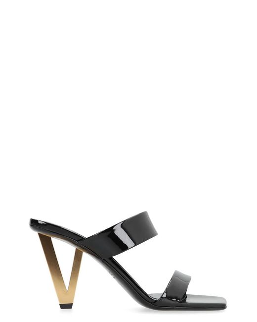 Versace Black Patent Leather Mules