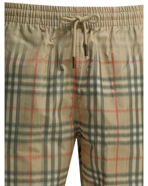 Burberry Green Check Polyester Swim Shorts for men