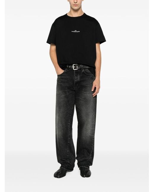 Maison Margiela Black Distorted Logo T-Shirt for men