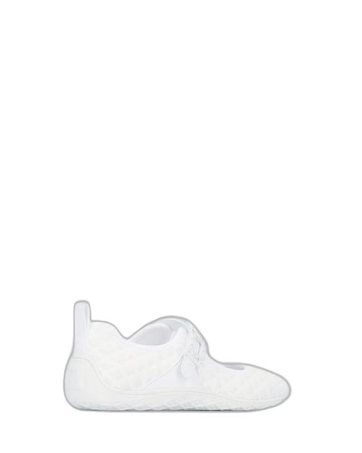 Roger Vivier White Viv Low Ballerina Flats With Fabric Strap