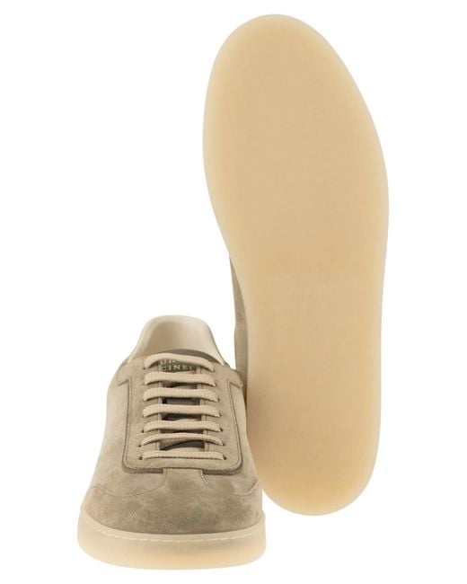 Brunello Cucinelli Natural Suede Trainers for men